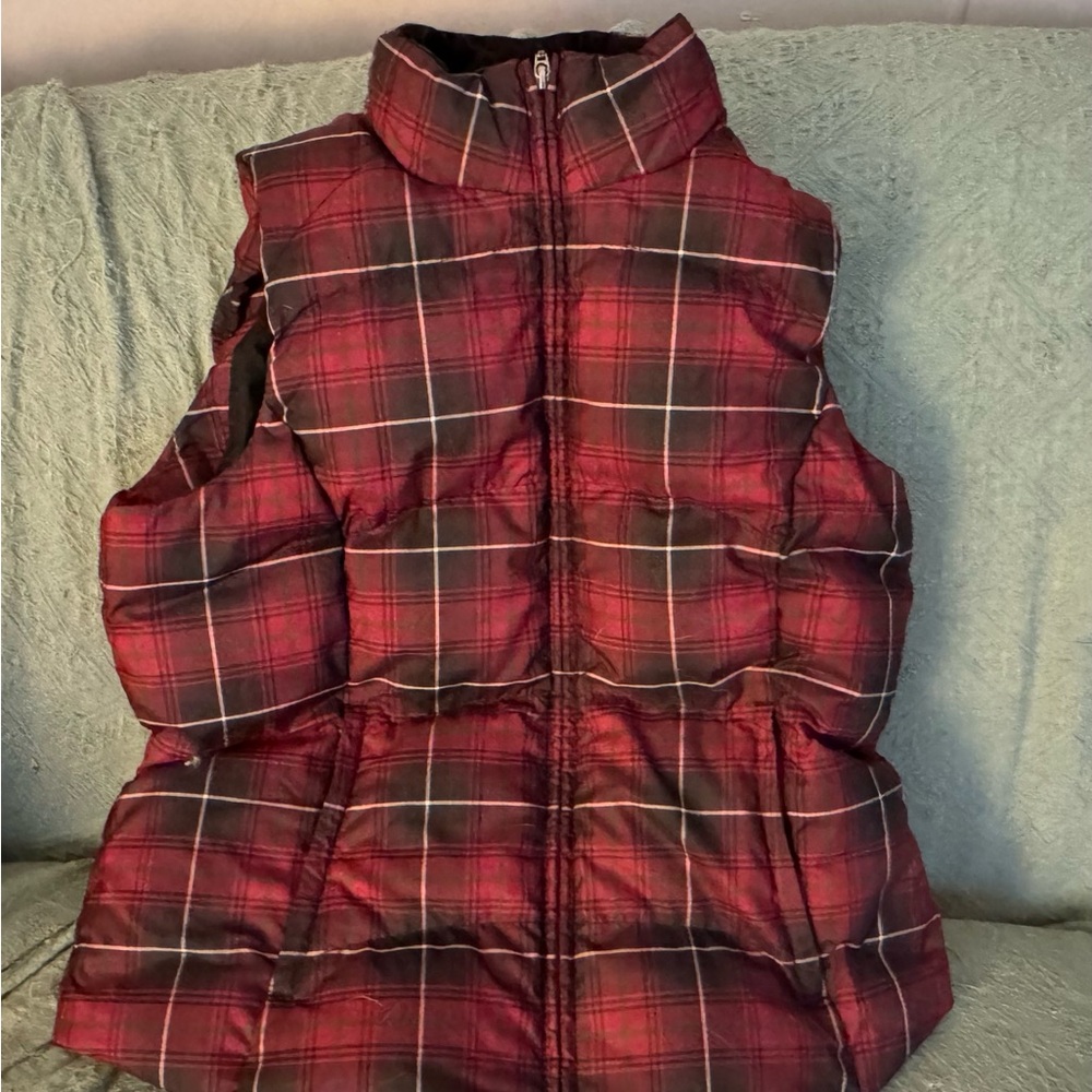 EDDIE BAUER Tartan Plaid Goose Down Puffer Vest